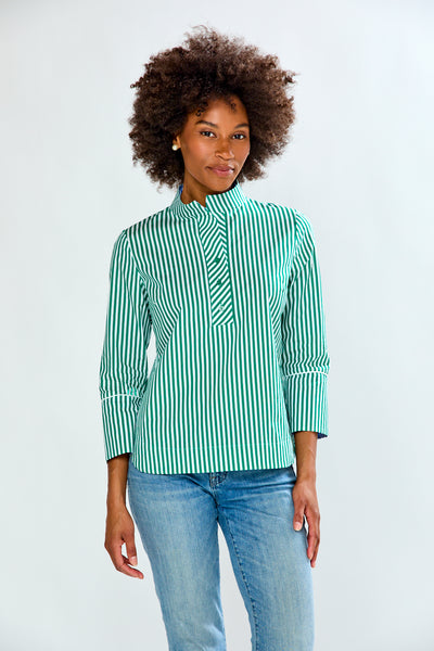 The Lindsay Top in Green Stripe – Sara Campbell