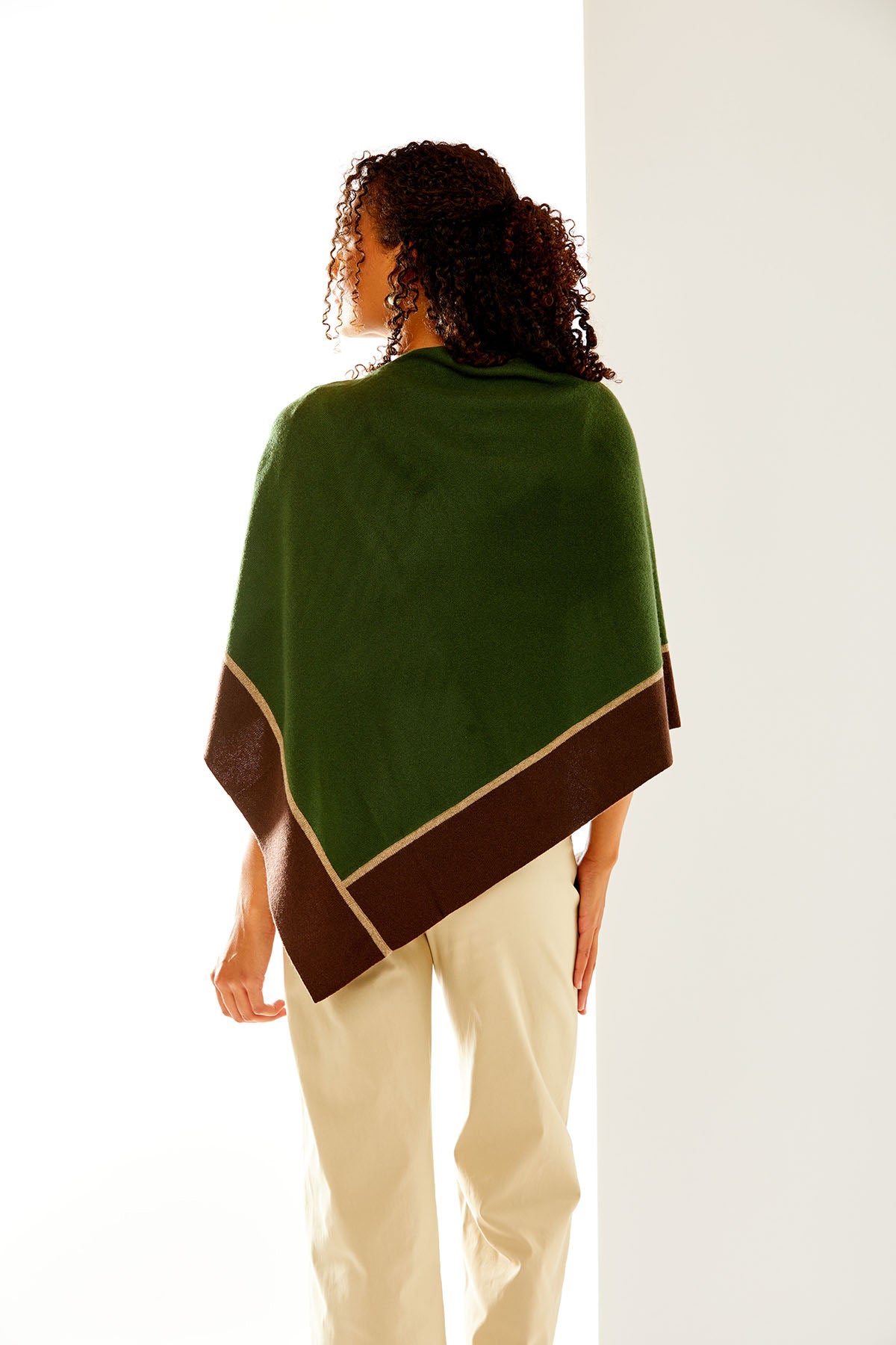 Two Color Wide Tipped Poncho