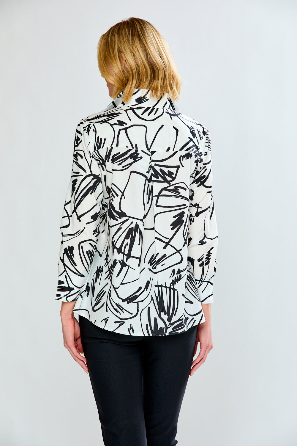 woman in floral top