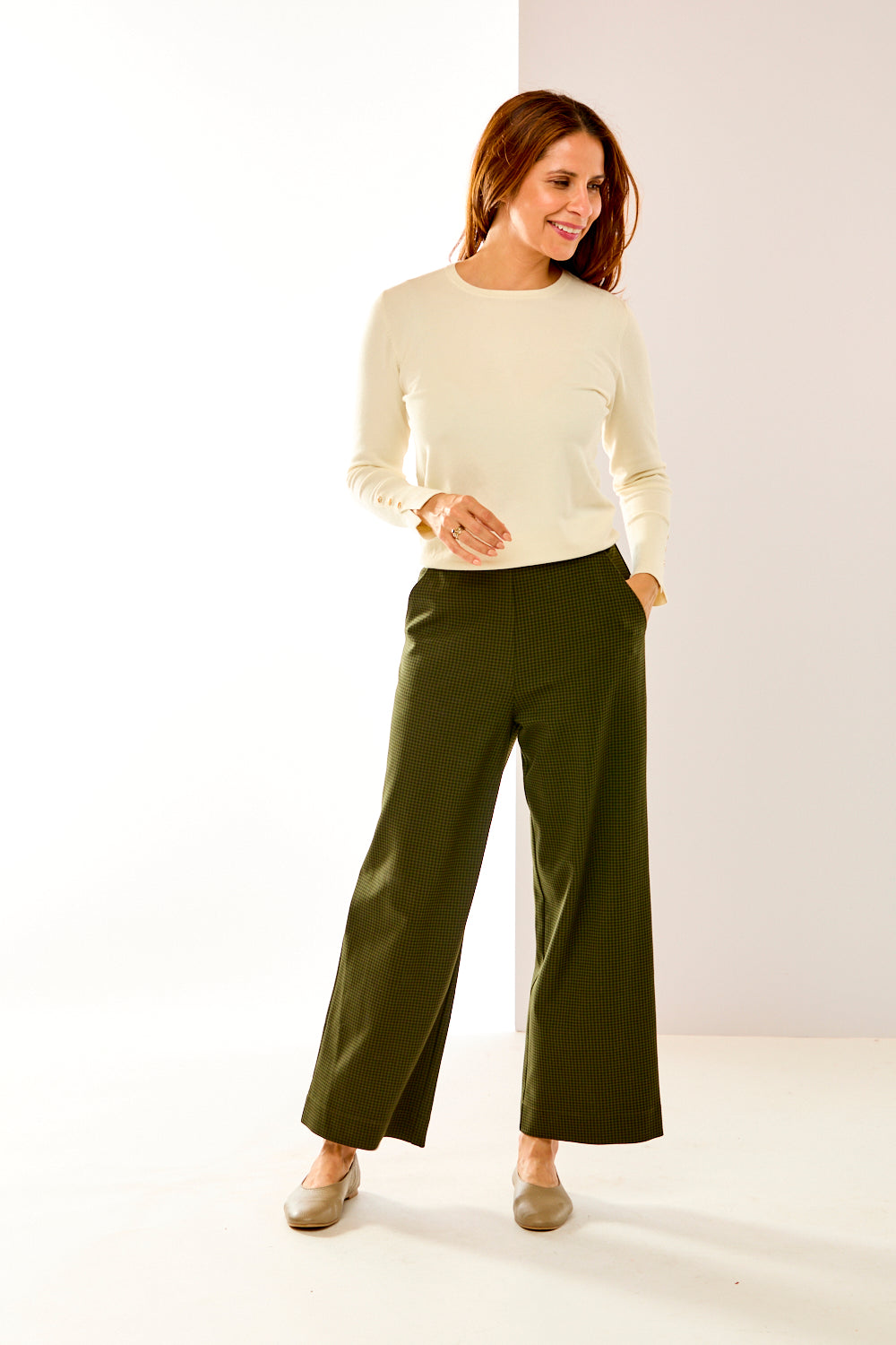 Sarasota Pant in Olive Plaid