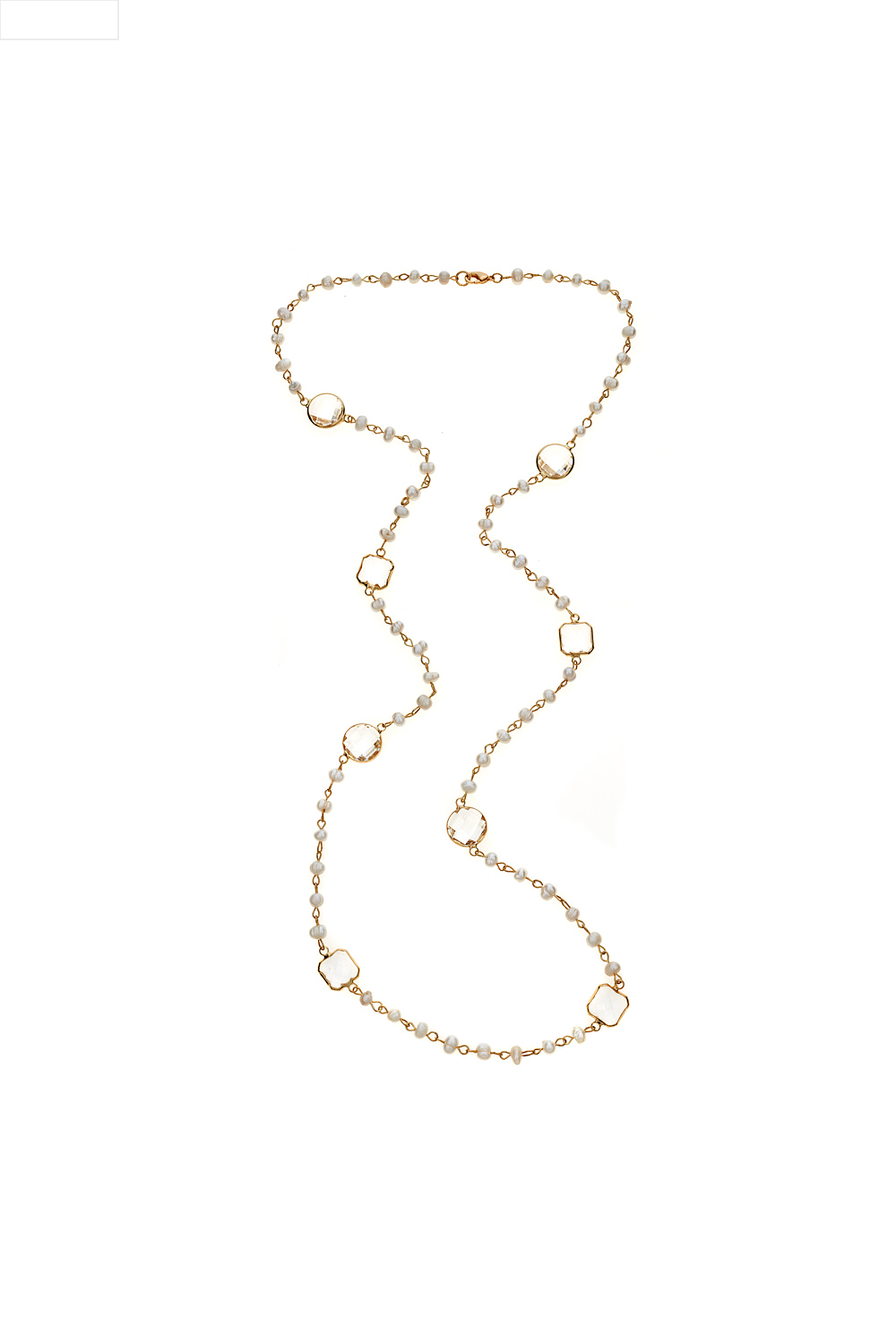 Long gold necklace with stone detail