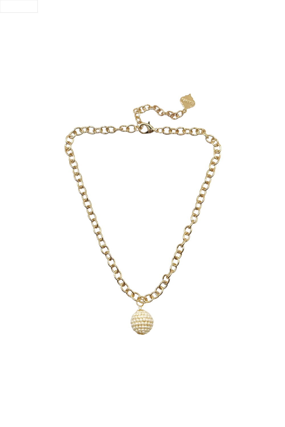 Gold link necklace with pearl drop detail