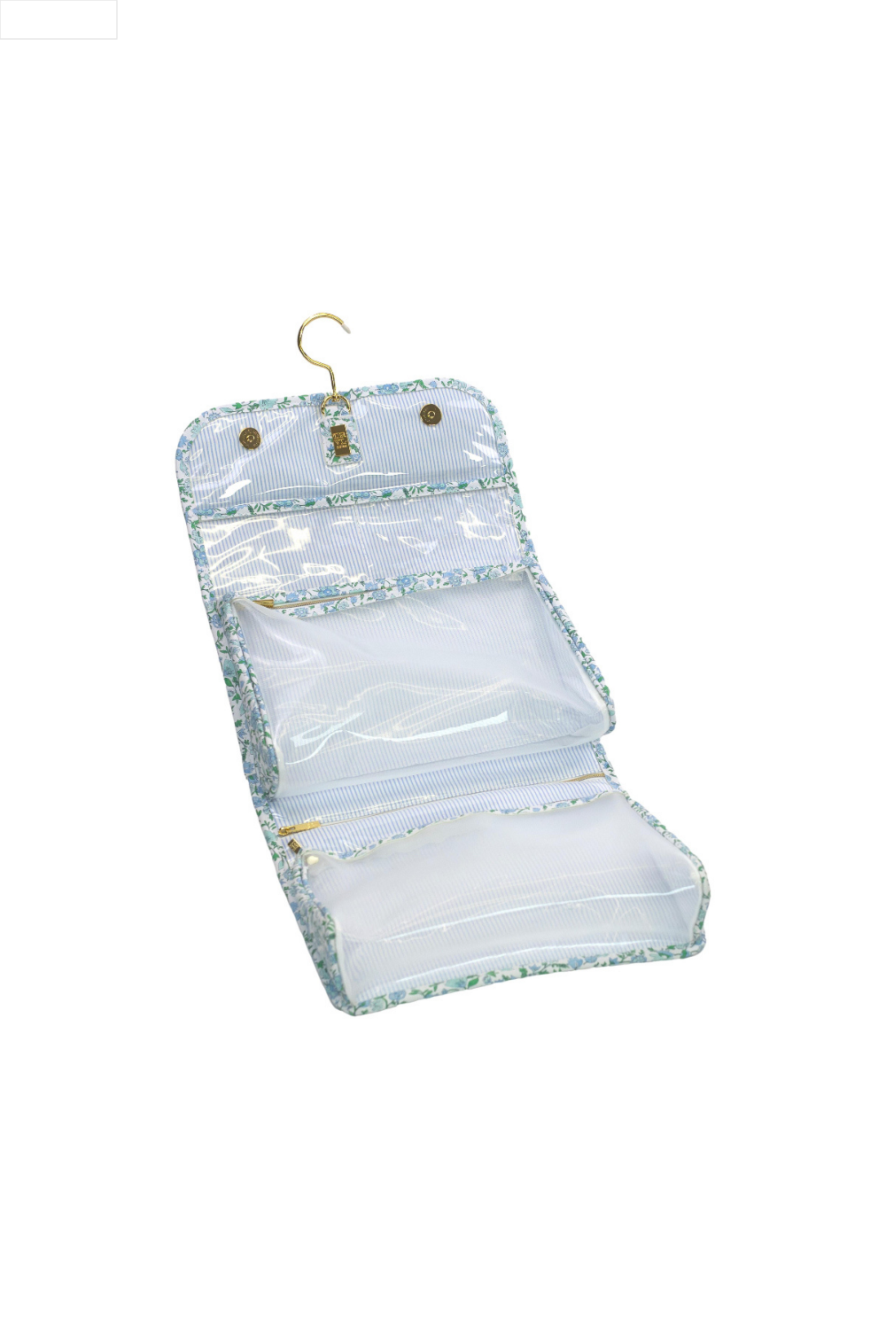Floral-patterned toiletry hanging bag  on a white background