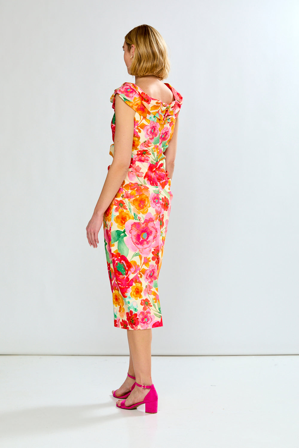 Woman in floral dress