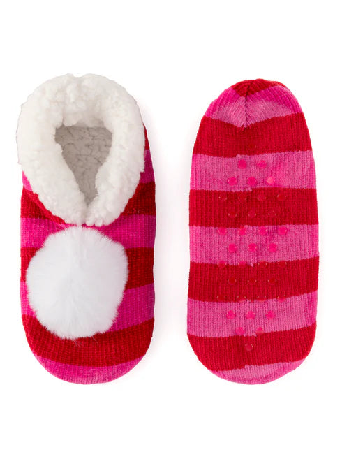 Pink and red stripe slippers