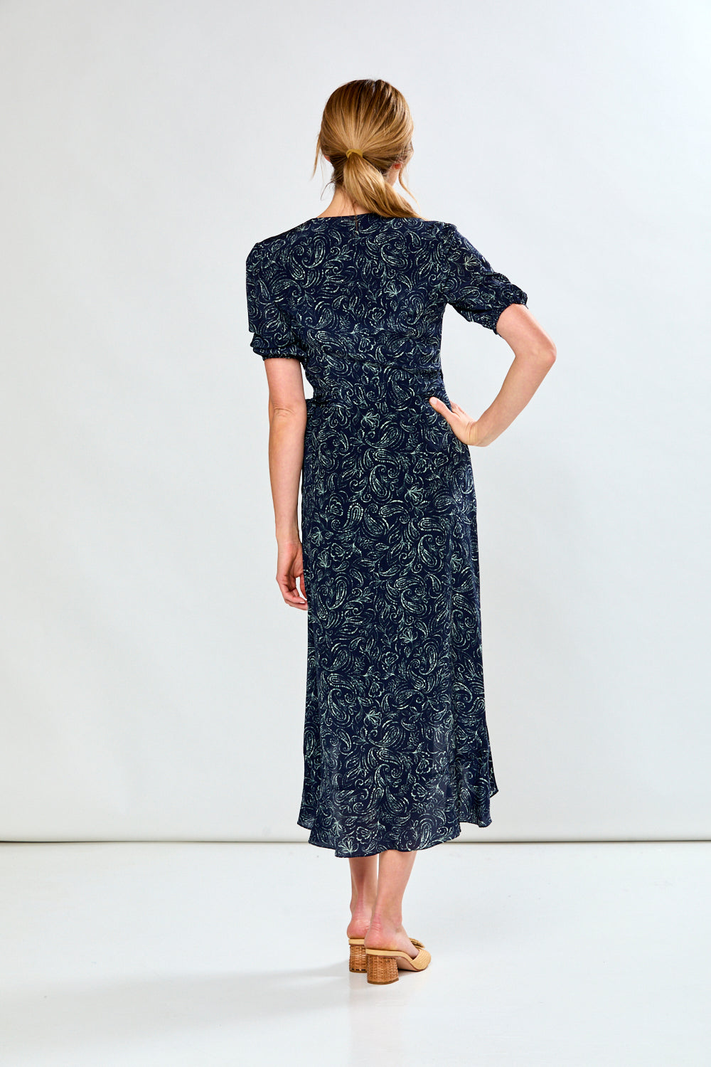 The Eloise Dress in Navy Paisley