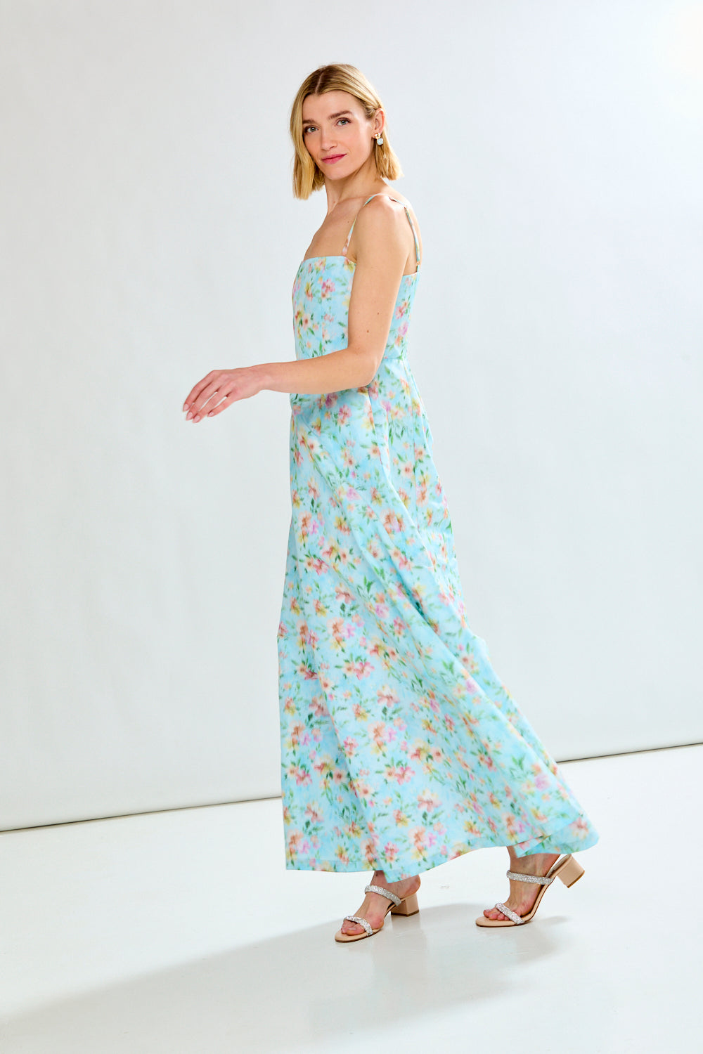 Woman in floral dress