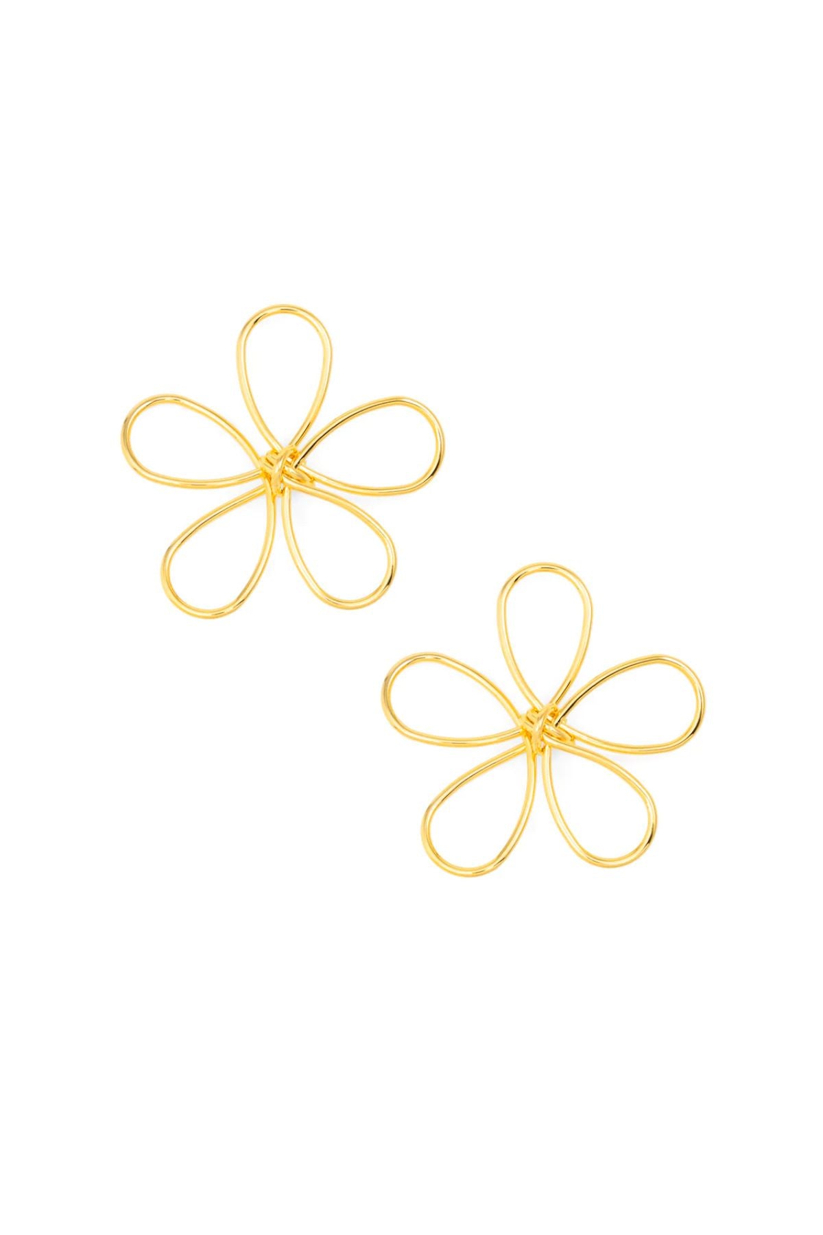 Gold metal looping flower earring