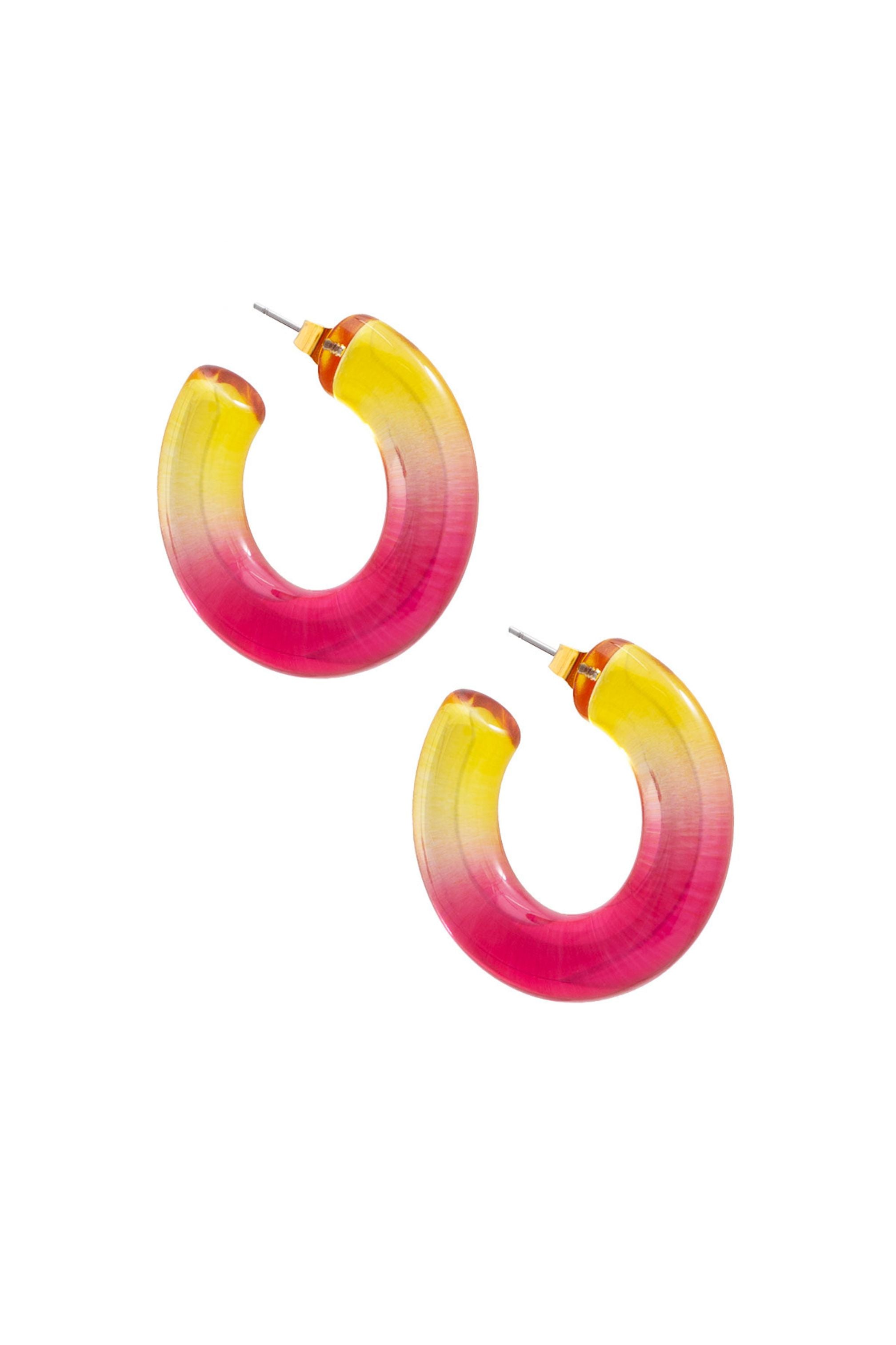 pink & yellow  ombre hoops