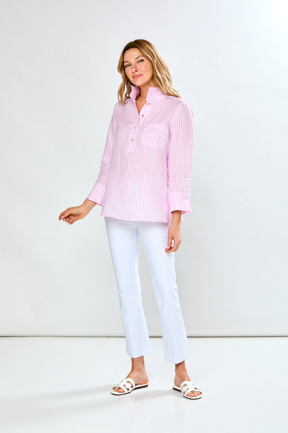 The Short Daniella Tunic in Fuchsia Stripe