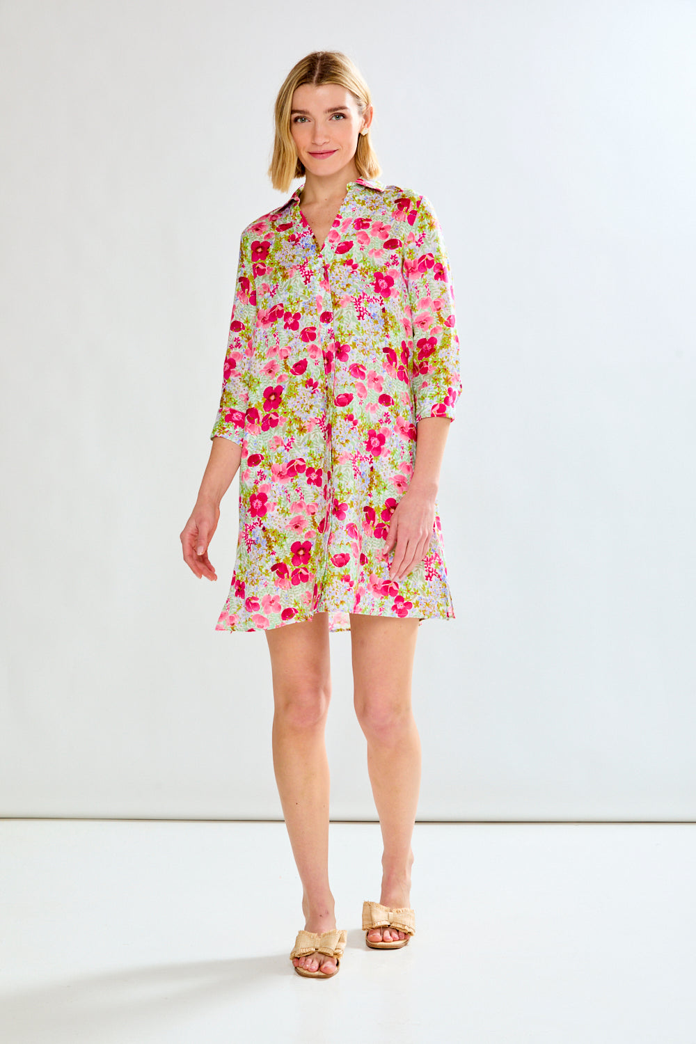 Woman wearing The Bea Dress in Poppies Meadow