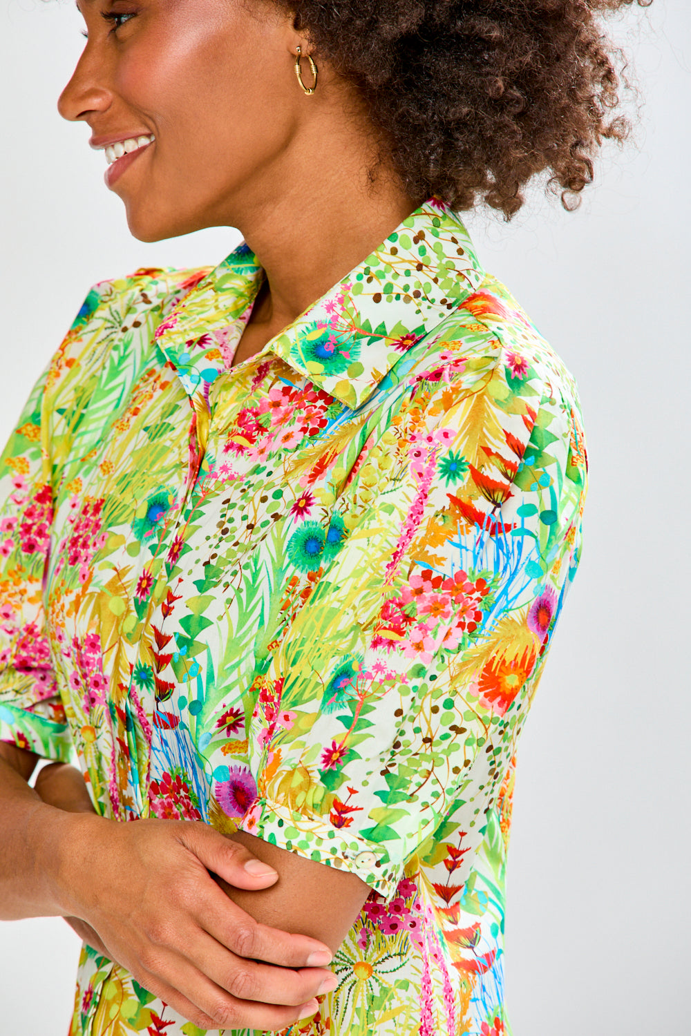 Woman in floral dress