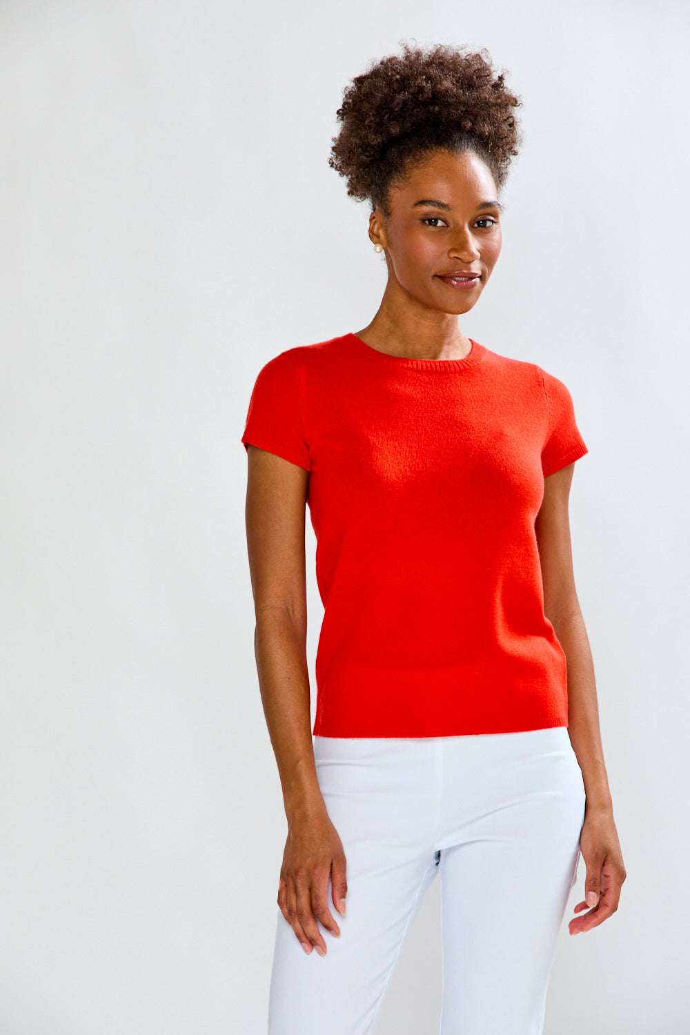 Woman wearing Cashmere Luxury Tee