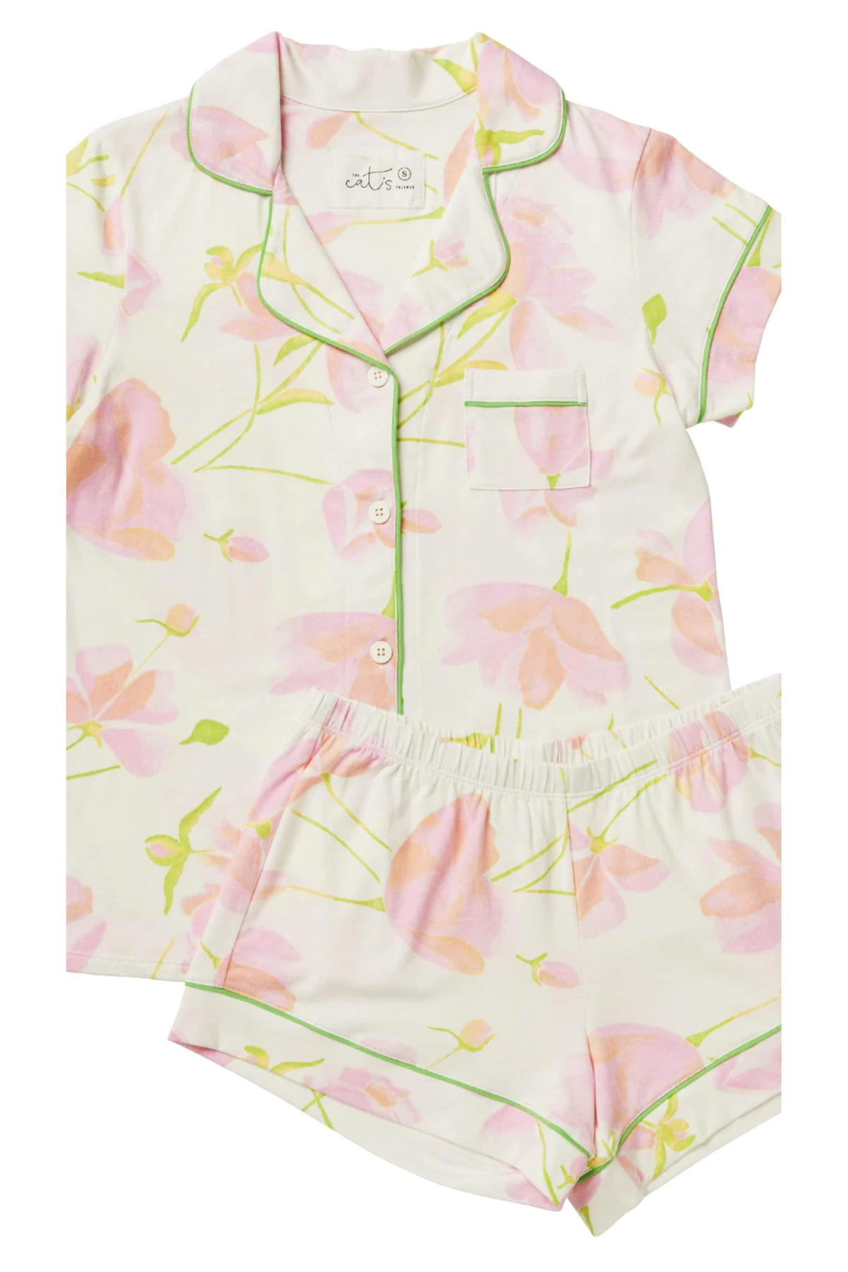 Pink floral short pajama set