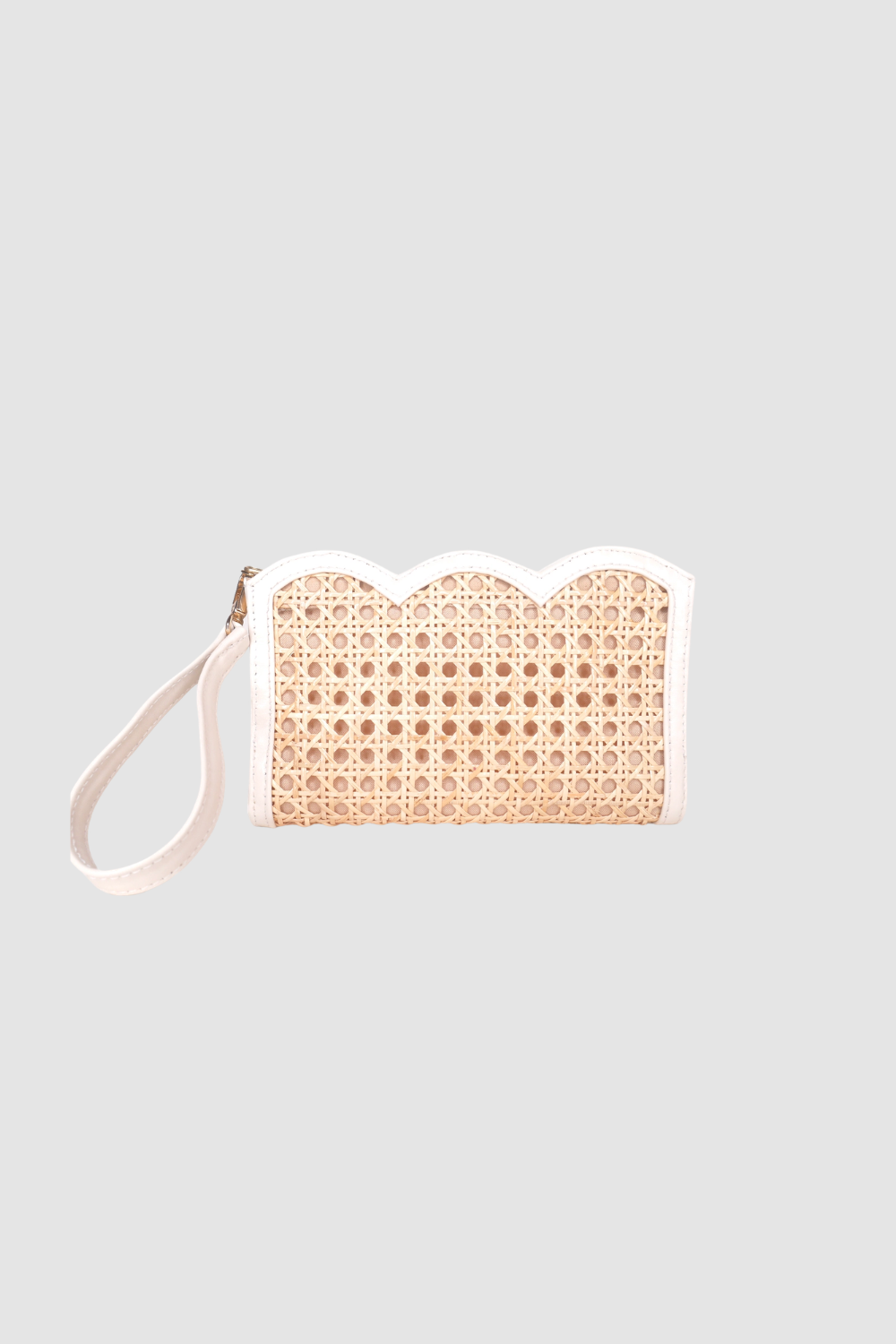 Scallop Edge Woven & Leather Wristlet