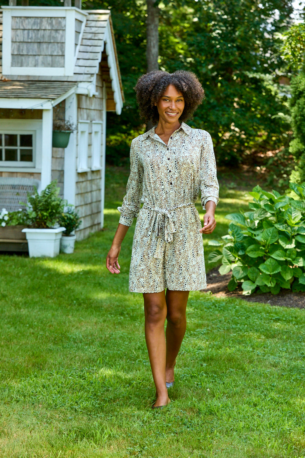 The Katrina Dress in Brown/Cream Leo