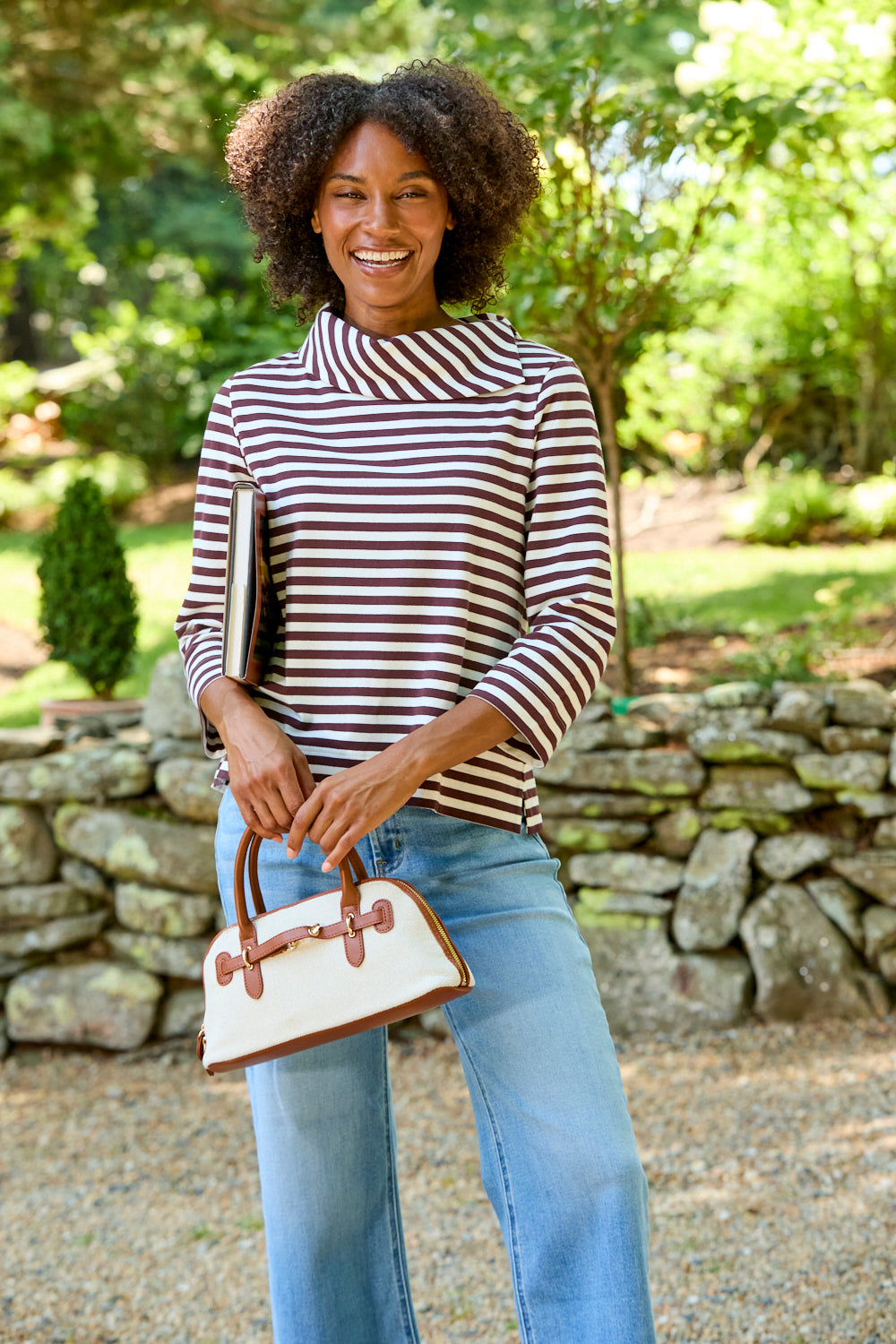 The Spencer Top - Espresso &amp; White Stripe