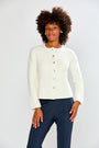 Woman wearing The Button Front Mock Cardigan With Placket - Off White