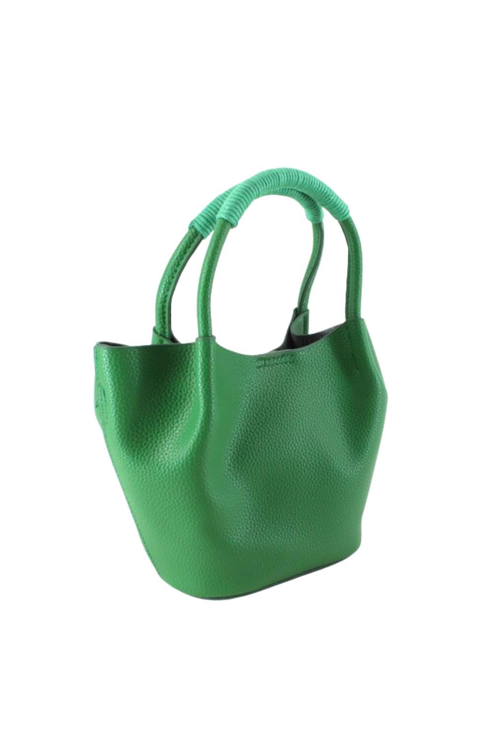 Green handbag on a white background