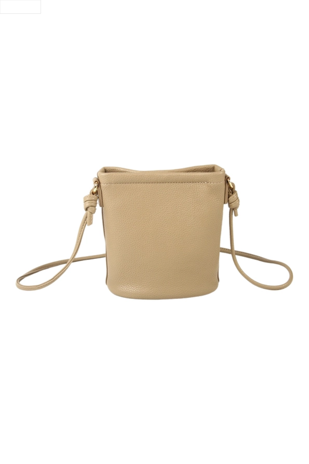 Beige handbag with a gold clasp on a white background