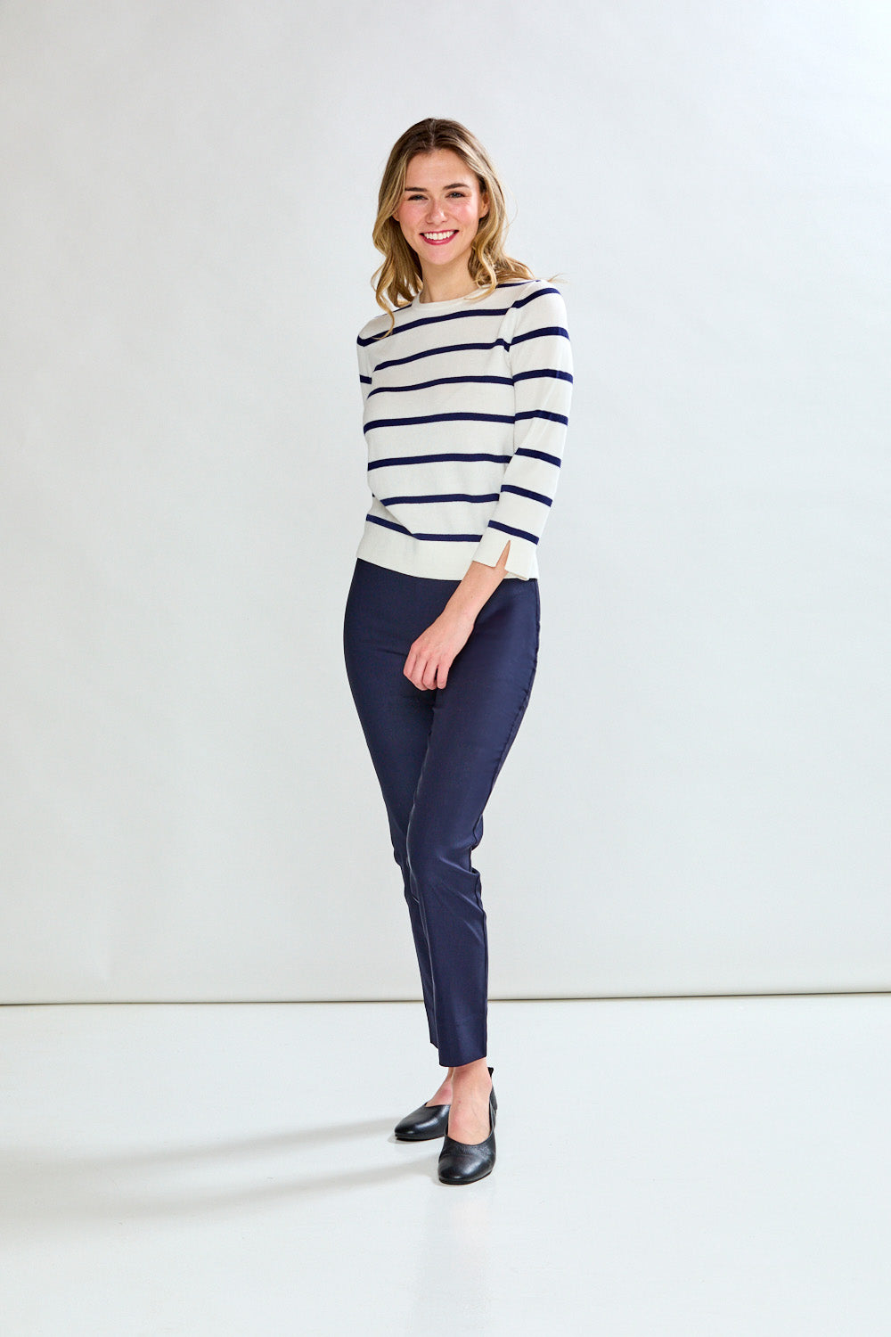 Woman in striped sweater