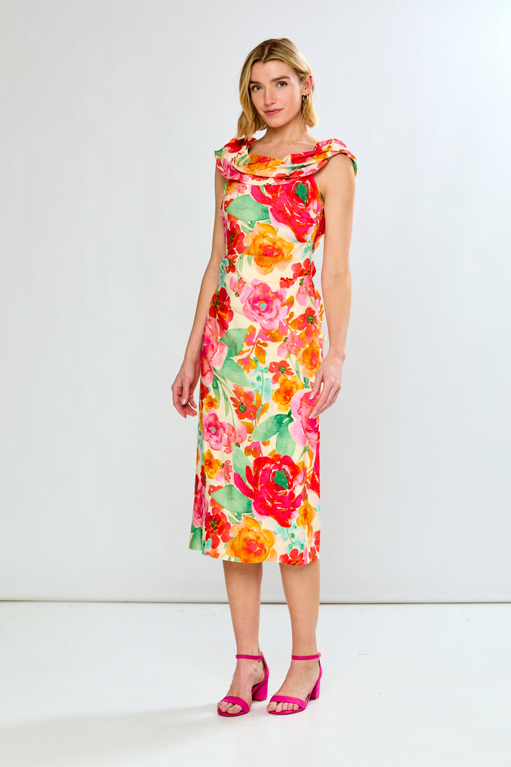Woman in floral dress