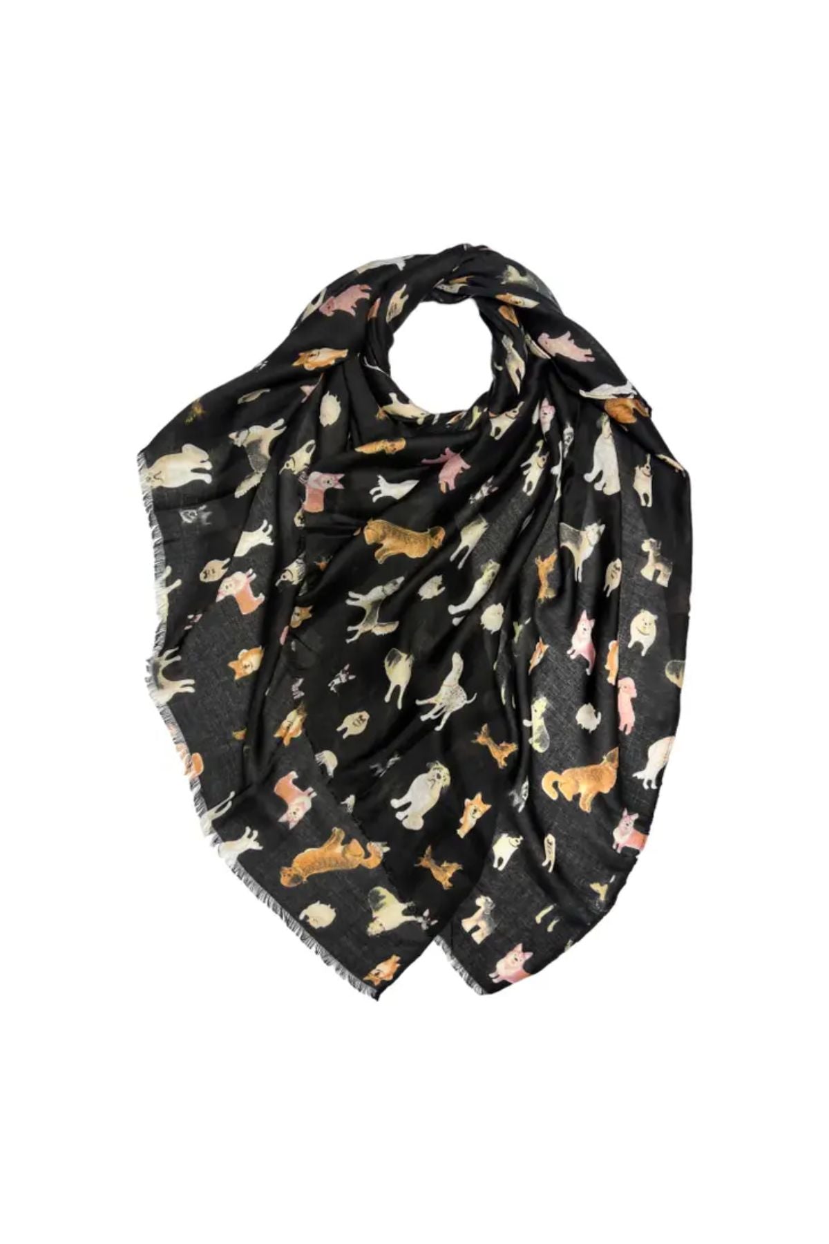 Black printed dog scarf