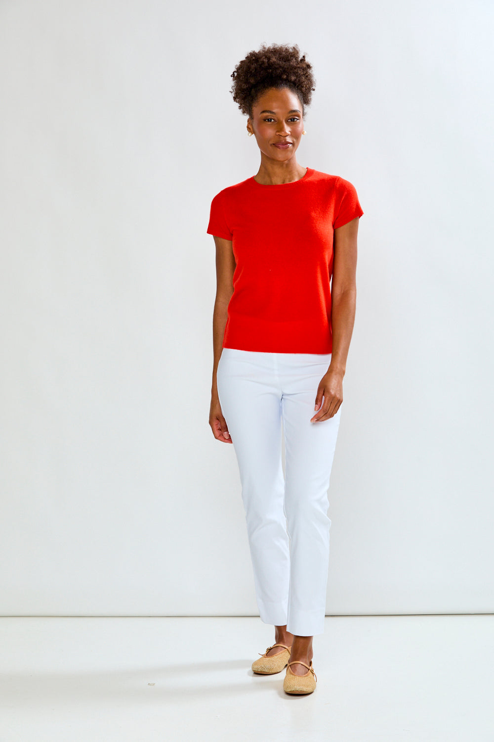 Woman wearing Cashmere Luxury Tee