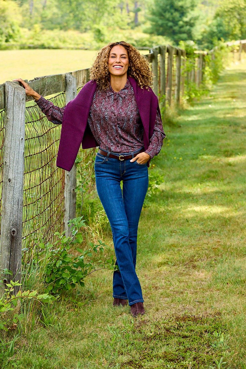 The Ash Top in Leopard in Merlot/Blue Leo
