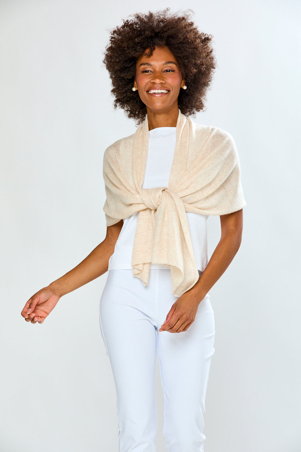 Woman in off-white scarf