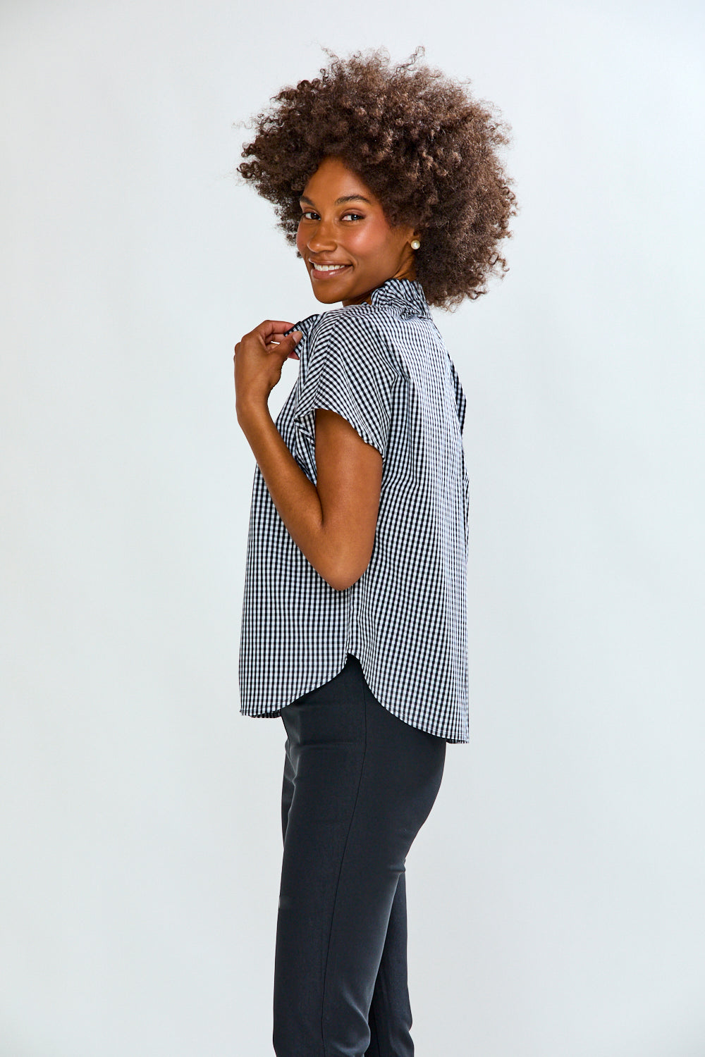 The Hattie Top in Black/Wht Gingham