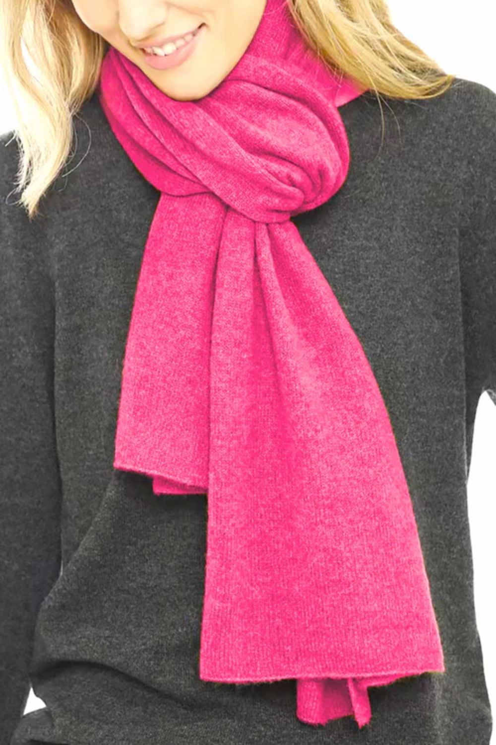 Woman in cerise cashmere scarf