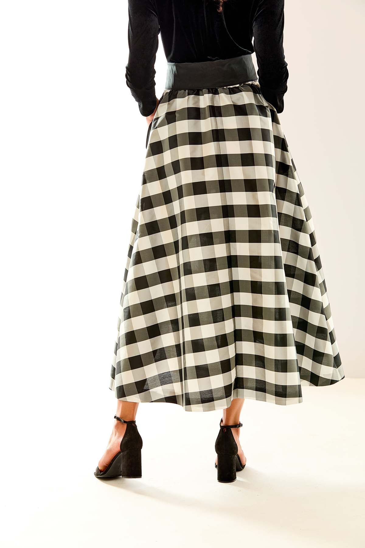 The Deanna Skirt in Black &amp; White Check