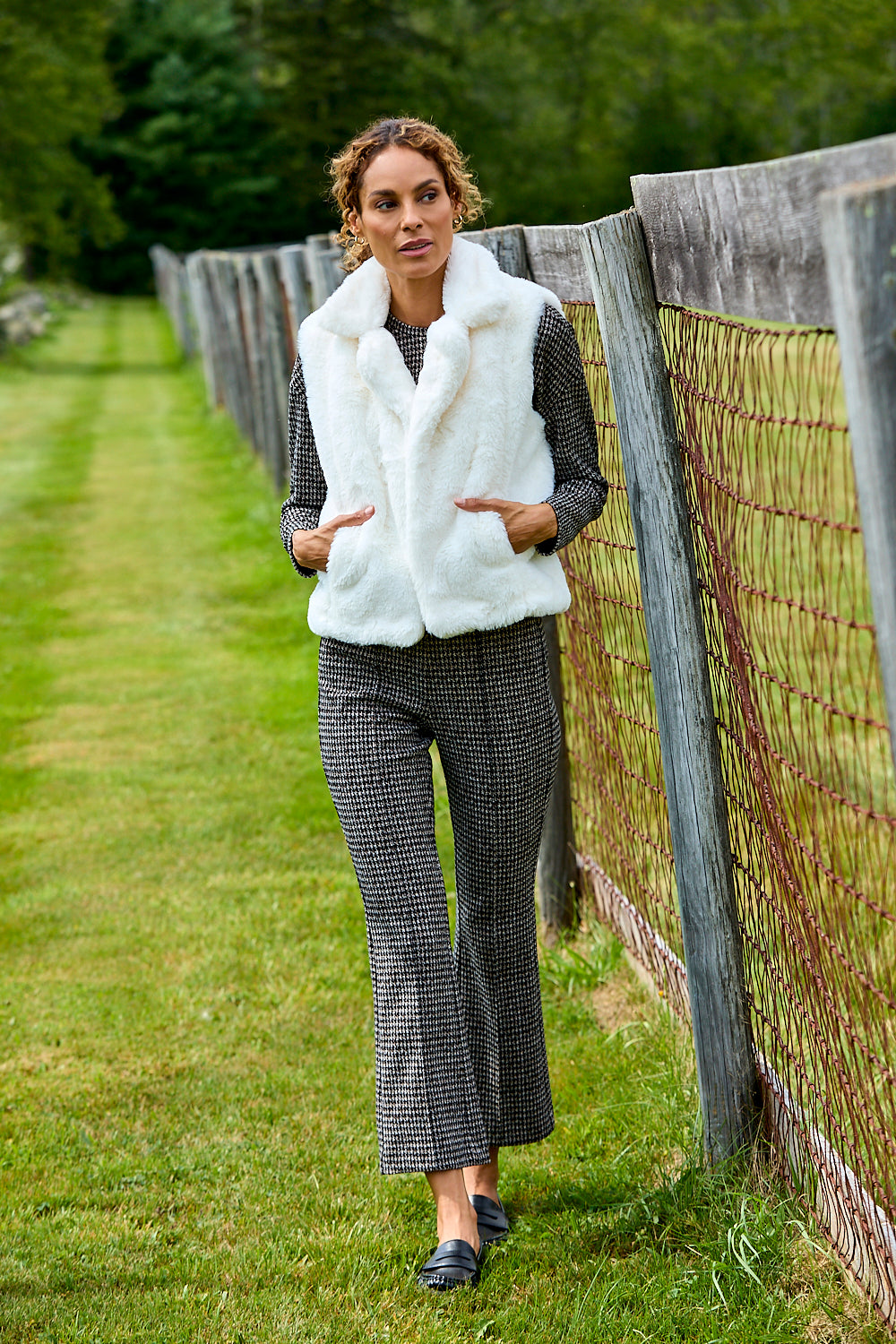 The Mallory Pant in Black &amp; Brown Houndstooth
