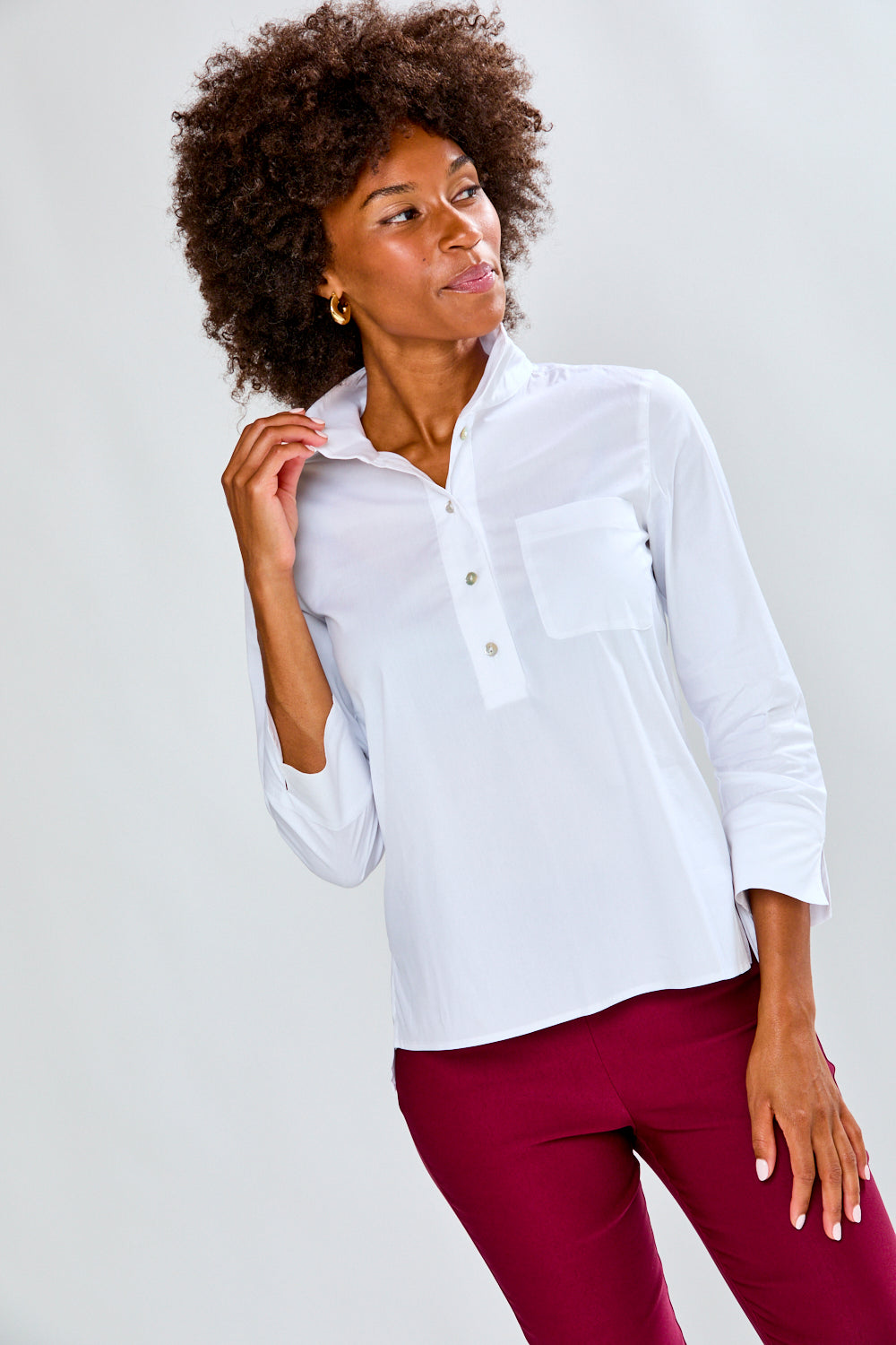 Woman in a white blouse
