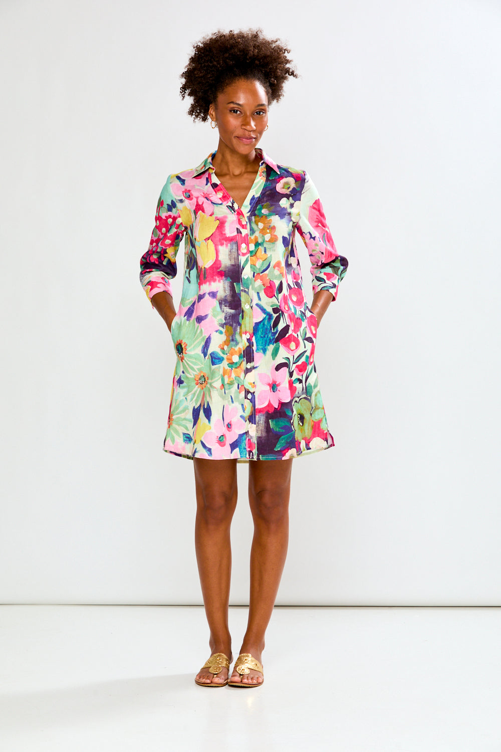 woman in floral dress