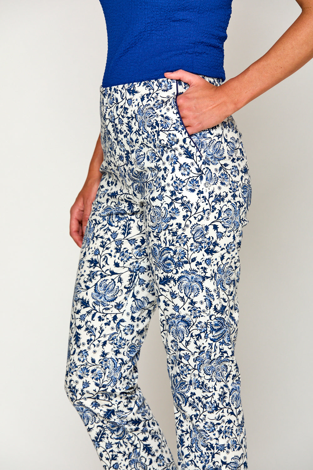 Woman in floral pants