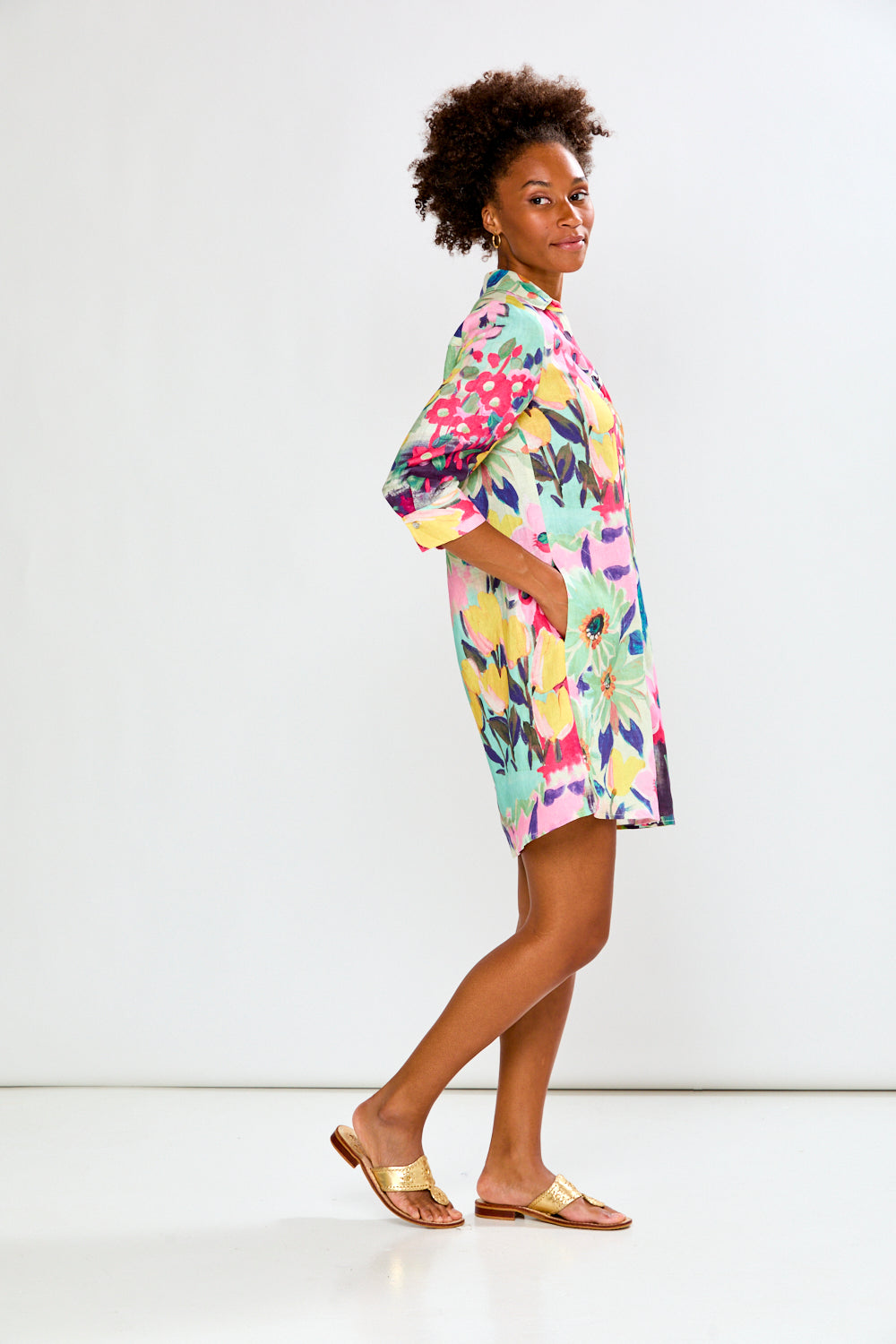 woman in floral dress