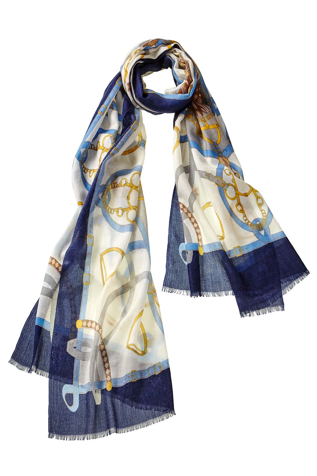 Navy and white patterned scarf