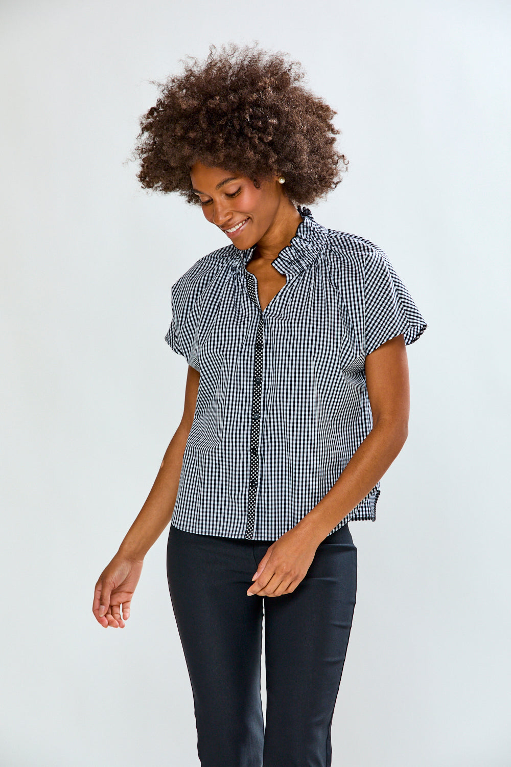 The Hattie Top in Black/Wht Gingham