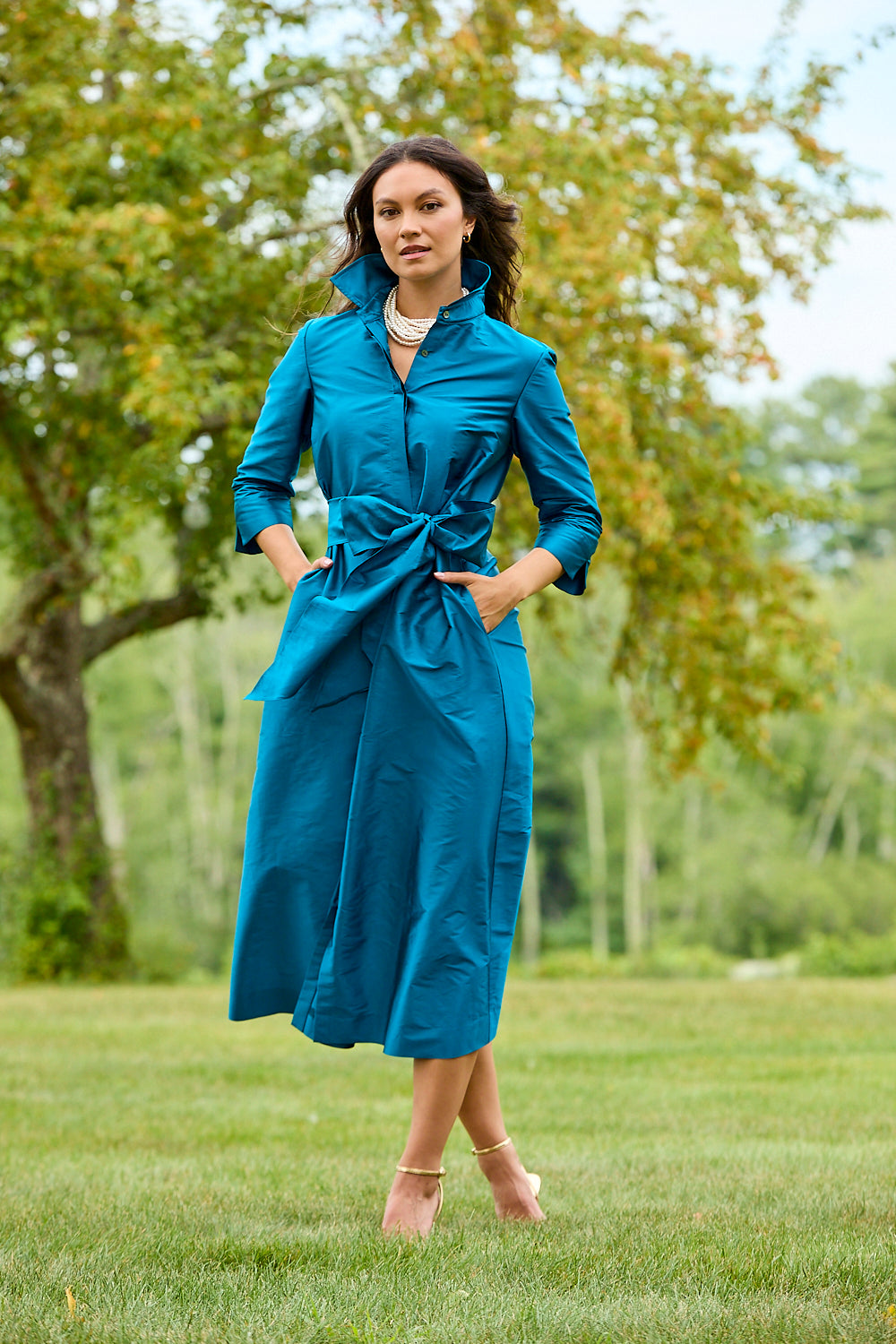 The New Hollie In Taffeta - Peacock