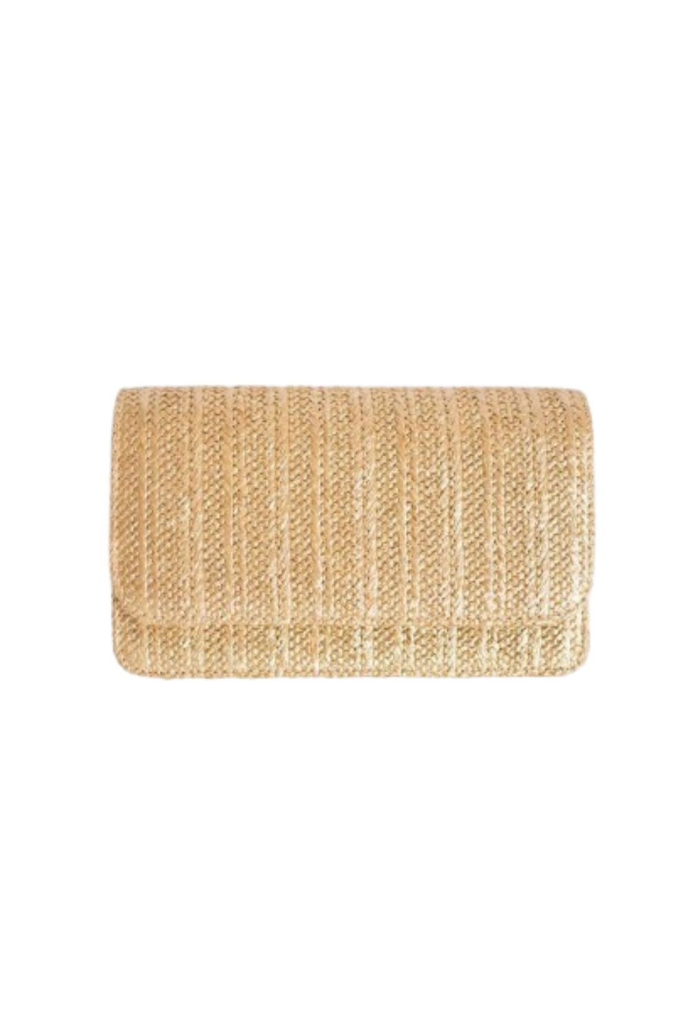 Gold rattan clutch