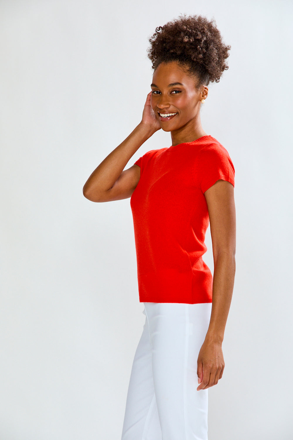 Woman wearing Cashmere Luxury Tee