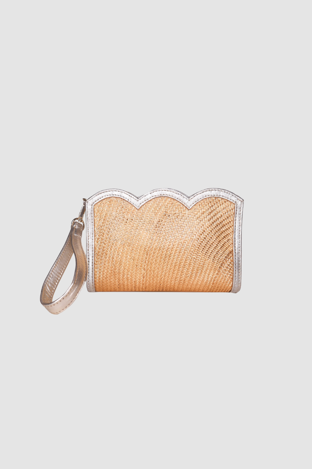 Scallop Edge Woven & Leather Wristlet