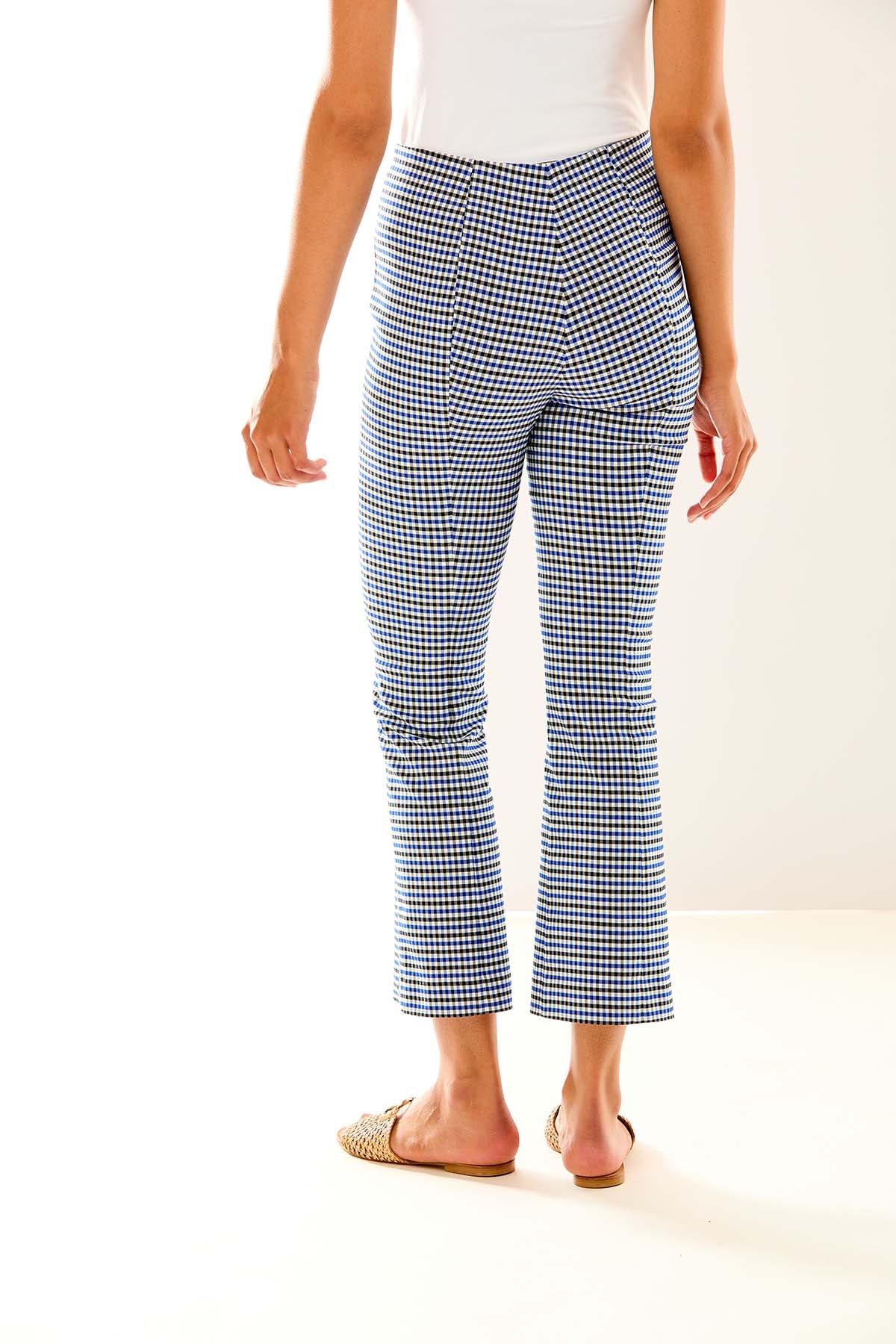 Woman in multi check pant