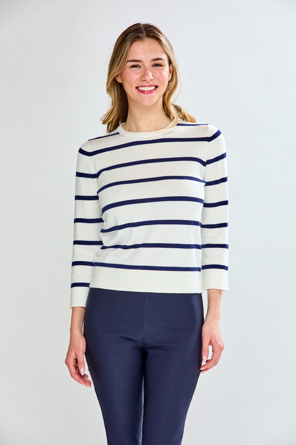 Woman in striped sweater