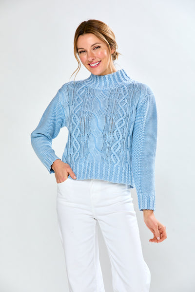 トップス STONE  ds knit blue トップス STONE ds knit blue Osaka Women Half Zip Sweater | Blue