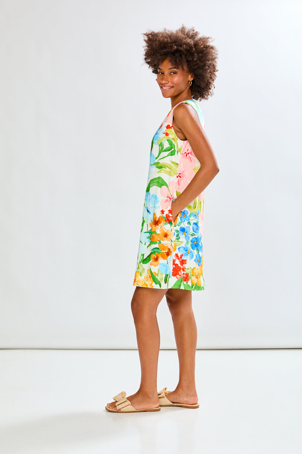 Woman in floral dress