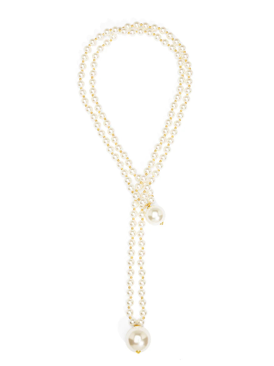 Double Pearl Long Necklace