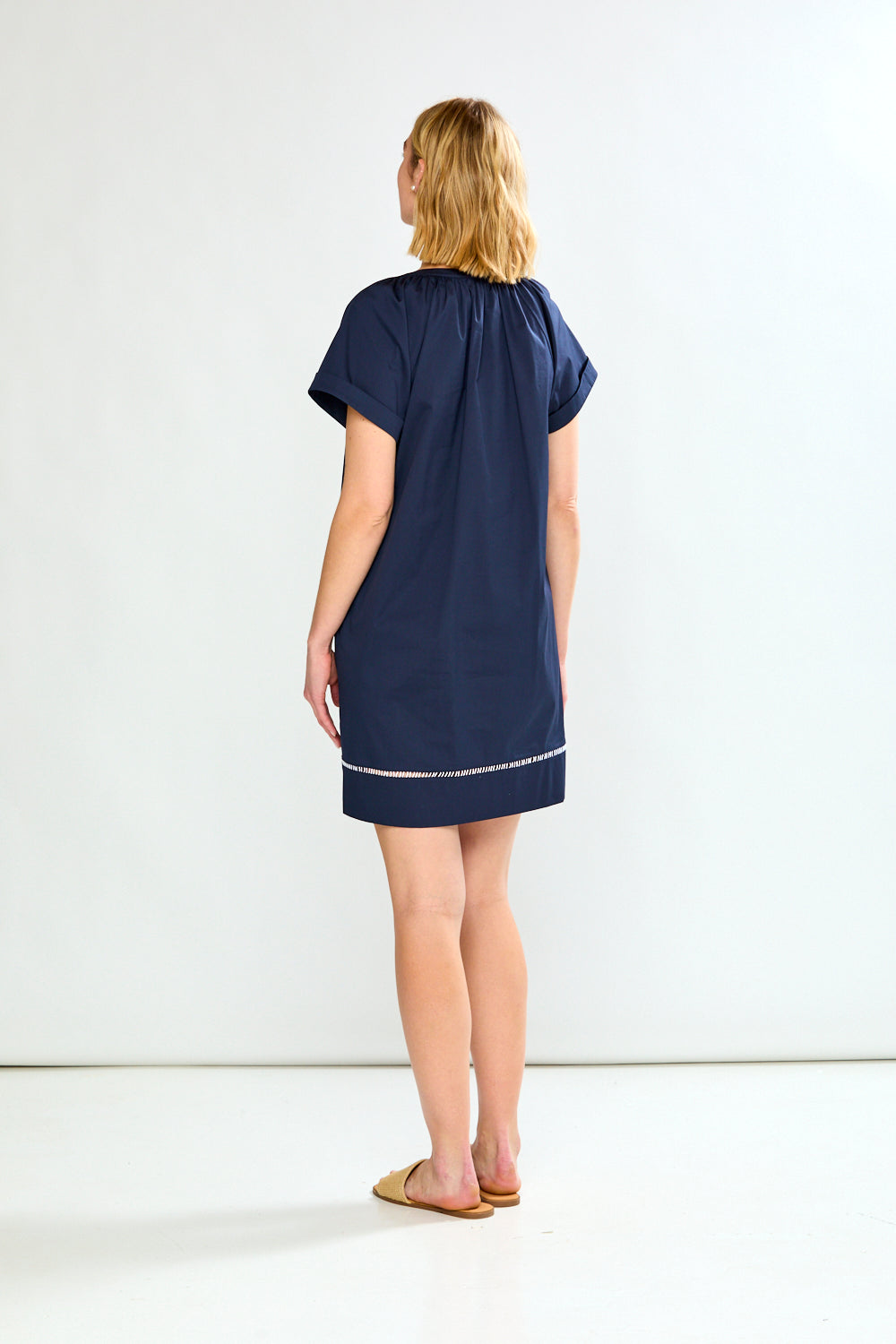 Short Slv Dress W/Front Placket & Trim